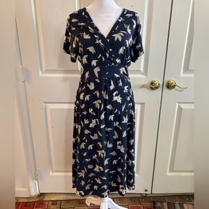 L. L. Bean navy & tan dress, Medium